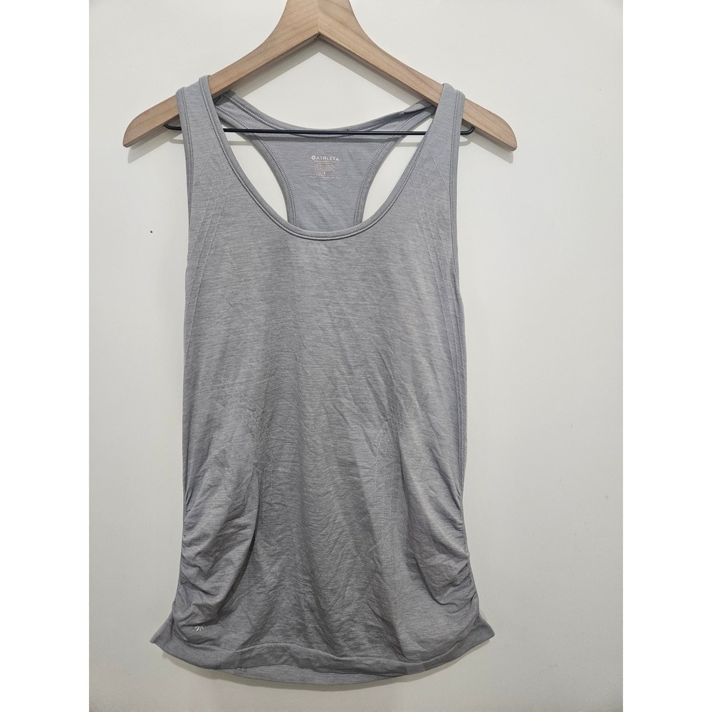 Athleta Essence Ruched Tank Top Heathered Grey Racerback Womens Large L 189032
